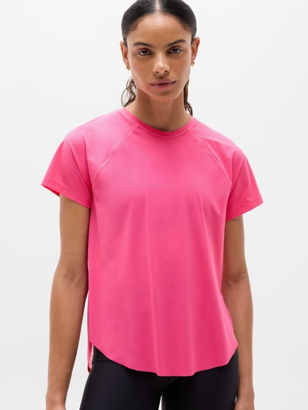 New Athleta L Ultimate Mesh Short Sleeve Tee Cerise Pink Large Regular
